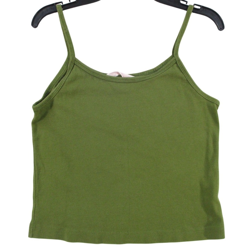 Victorias Secret Olive Green Cotton Cami Top Spaghetti Strap Small Vintage 1999